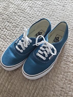 Vans Teal Canvas Low-Top Sneakers with White Laces